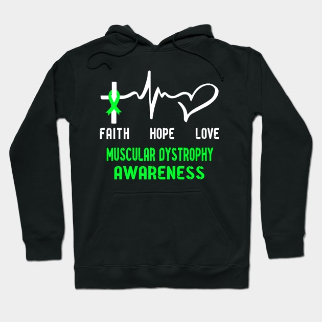 Faith Hope Love MUSCULAR DYSTROPHY Awaneress Support MUSCULAR DYSTROPHY Gifts Hoodie by ThePassion99